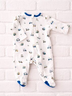 Little Me Newborn Footed Sleeper Golf Print NWOT